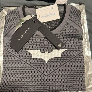 YoungLA Gray Athletic Shirt with Silver Batman Emblem